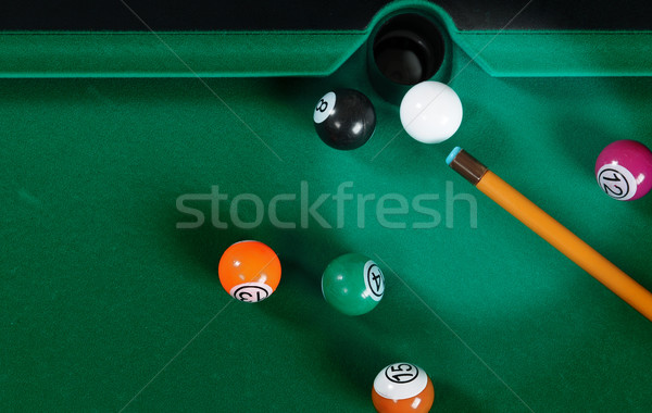 Billardtisch grünen Design Spaß schwarz spielen Stock foto © karammiri