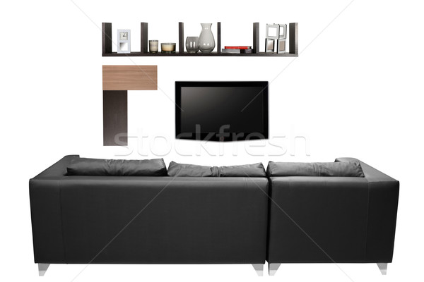 Woonkamer meubels sofa huishouden objecten televisie Stockfoto © karammiri