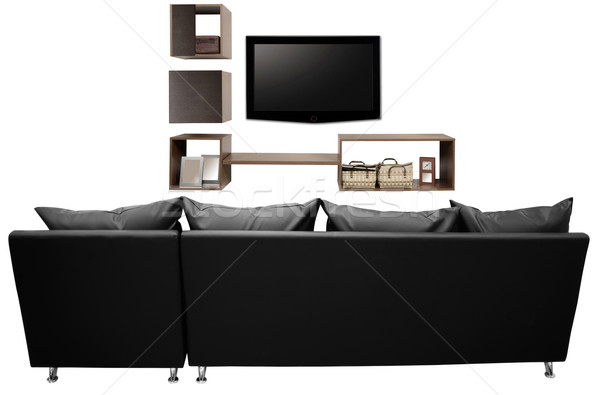 Woonkamer meubels sofa huishouden objecten televisie Stockfoto © karammiri