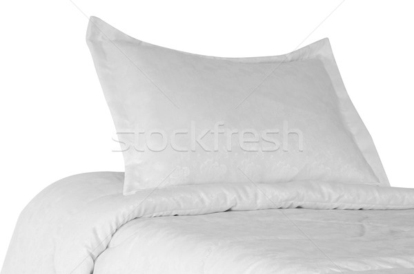 Stock foto: Bett · bedeckt · weichen · Kissen · Hintergrund