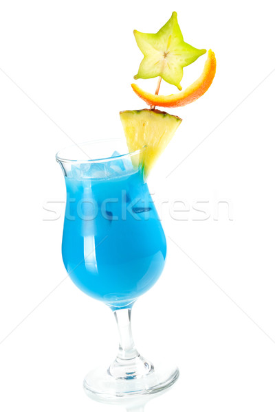 [[stock_photo]]: Bleu · Hawaii · tropicales · cocktail · ananas · isolé