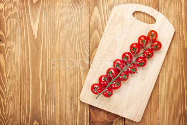 Stok fotoğraf: Kiraz · domates · ahşap · masa · bo · gıda · ahşap