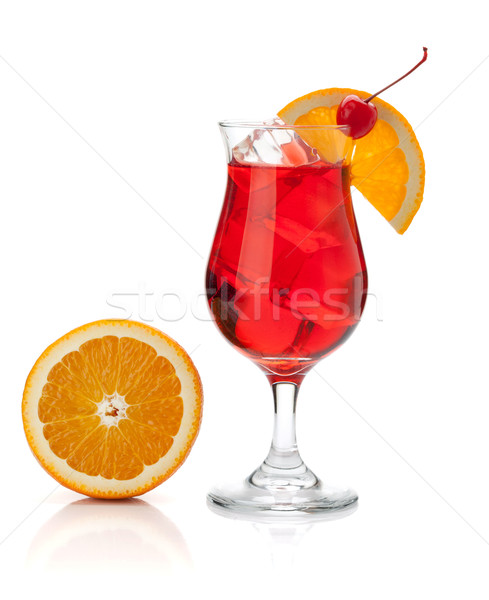 Red cocktail with orange and maraschino Stock photo © karandaev