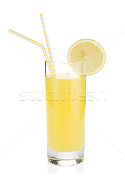Stock photo: Lemon juice glass and two drinking straw