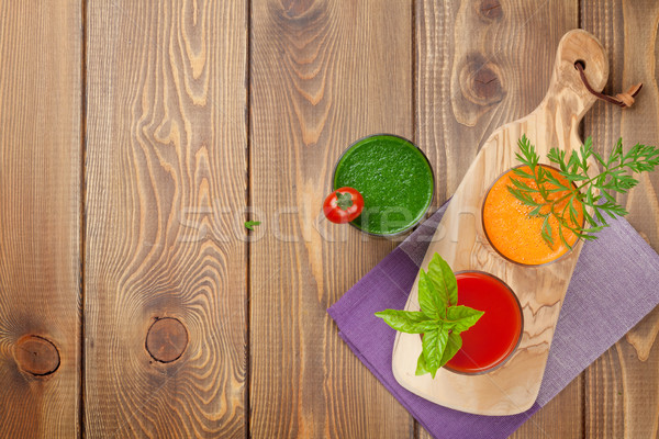 Fresh vegetable smoothie. Tomato, cucumber, carrot Stock photo © karandaev