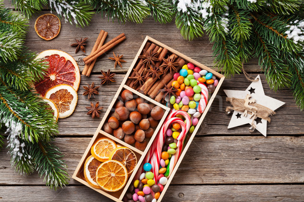 Comida de navidad decoración navidad cocina mesa Foto stock © karandaev