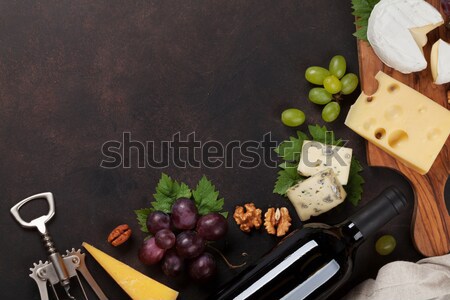 Wine, grape and cheese Stock photo © karandaev