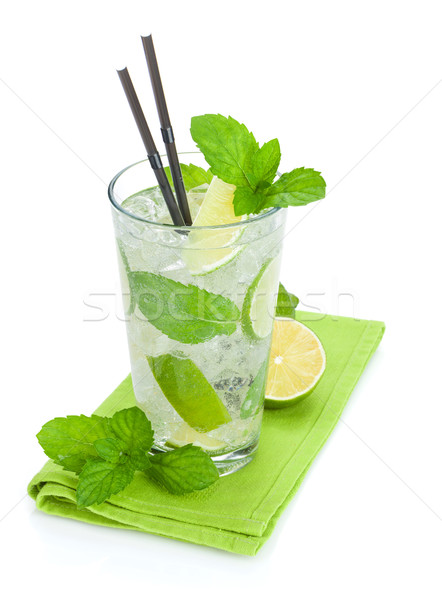 Fresh mojito cocktail and limes with mint Stock photo © karandaev