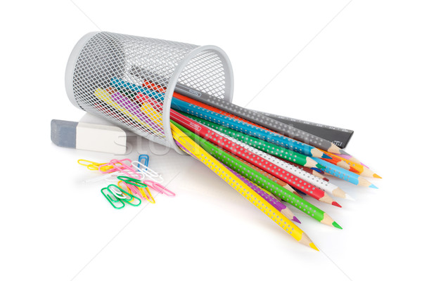 Various colorful pencils and office tools Stock photo © karandaev