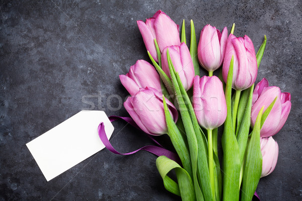 Fresh tulip flowers and tag label Stock photo © karandaev