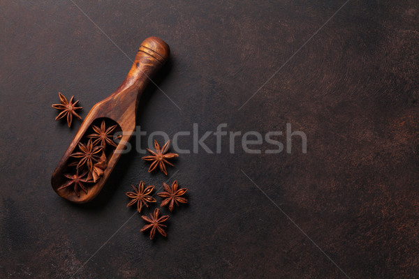 Csillag ánizs fűszer kő asztal felső Stock fotó © karandaev