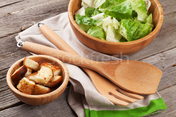 新鮮な 健康 シーザーサラダ 料理 木製のテーブル 食品 ストックフォト © karandaev