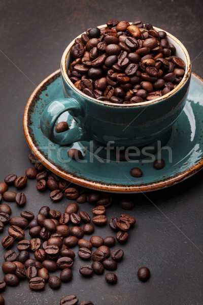 Kaffeetasse Bohnen Stein Textur Küche Stock foto © karandaev