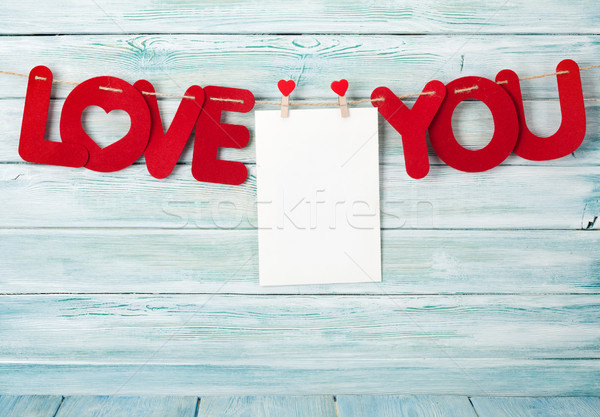 Valentines day greeting card with love you words Stock photo © karandaev