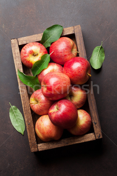 Stockfoto: Rood · appels · houten · vak · rijp · top