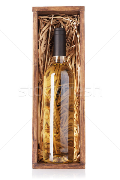 Garrafa de vinho branco caixa isolado branco bar garrafa Foto stock © karandaev