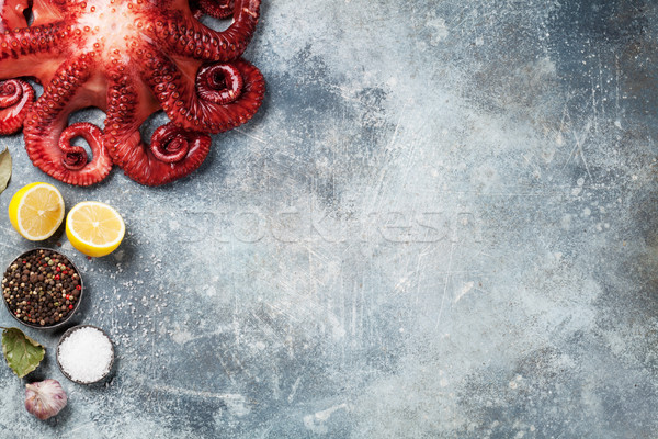 Foto stock: Polvo · cozinhar · temperos · pedra · tabela