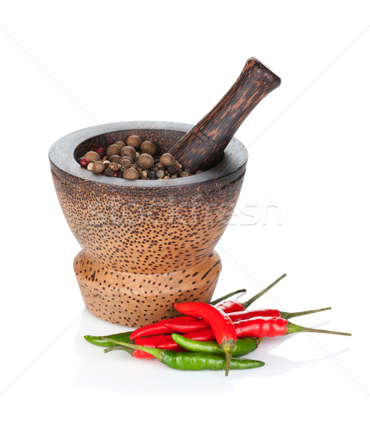 Czerwony hot ziarnko pieprzu odizolowany biały Zdjęcia stock © karandaev
