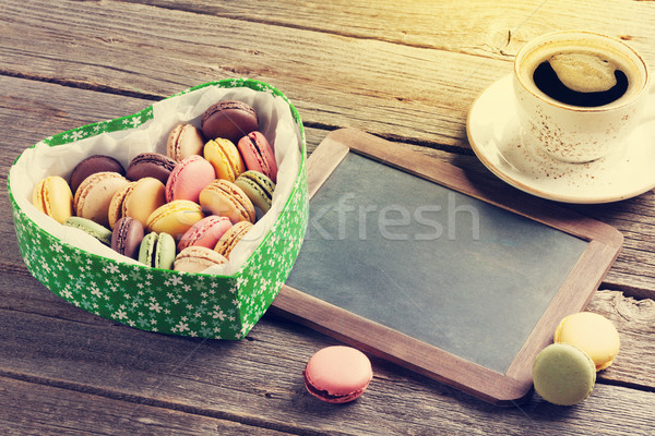Colorful macaroons in Valentines day heart box Stock photo © karandaev