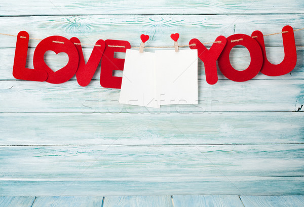 Valentines day greeting card with love you words Stock photo © karandaev