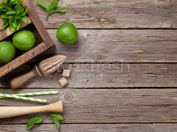 Stockfoto: Mojito · cocktail · ingrediënten · vak · bar