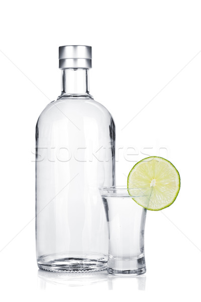 Foto stock: Botella · vodka · tiro · vidrio · cal · rebanada