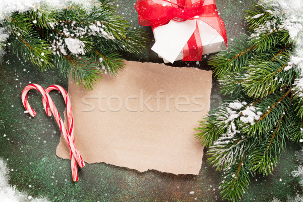 Darab papír karácsony kívánságok ajándék doboz hó Stock fotó © karandaev
