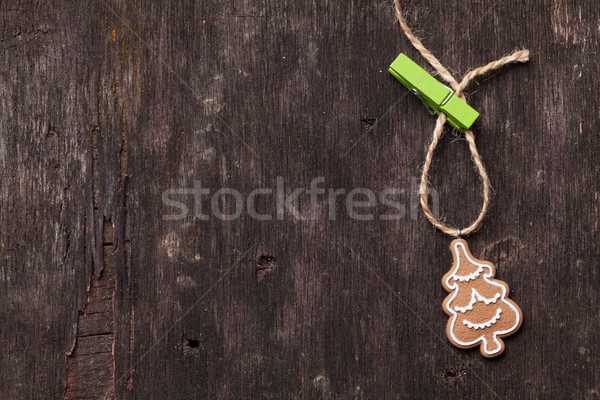 Christmas background with gingerbread cookie Stock photo © karandaev