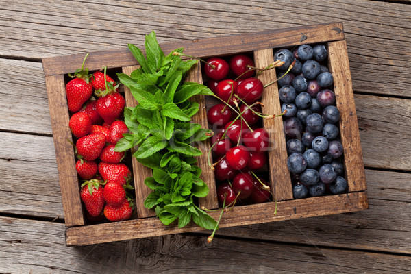 Fresh summer berries box Stock photo © karandaev