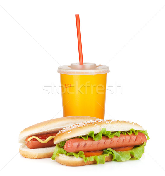 Foto stock: Fast-food · beber · dois · quente · cães