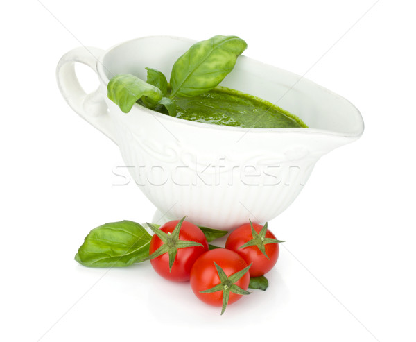 Pesto molho tomates cereja isolado branco cozinha Foto stock © karandaev