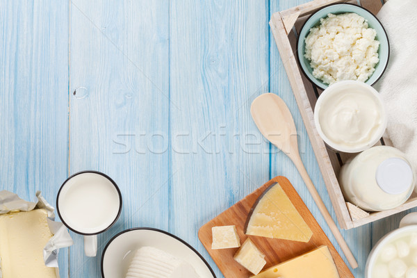Dairy products. Sour cream, milk, cheese, egg, yogurt and butter Stock photo © karandaev