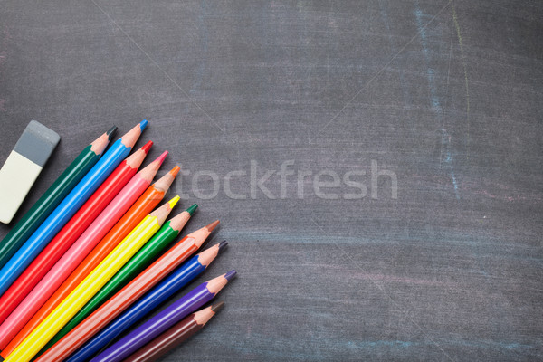 Fournitures scolaires tableau noir haut vue espace de copie école [[stock_photo]] © karandaev