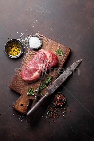 Stockfoto: Ruw · biefstuk · koken · ingrediënten · top