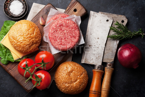 ízletes grillezett házi főzés marhahús paradicsom Stock fotó © karandaev
