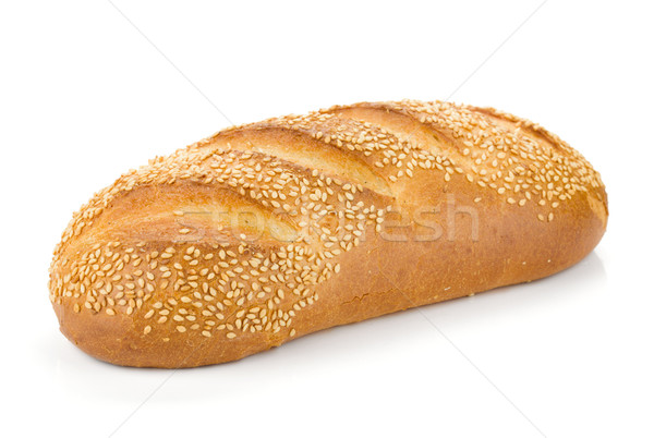 Pieczywo białe sezam odizolowany biały chleba obiedzie Zdjęcia stock © karandaev