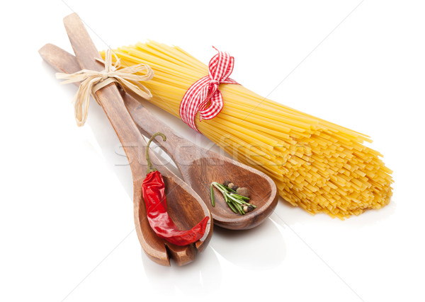 Stock photo: Vintage kitchen utensils with spices and pasta