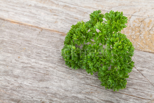 Stock foto: Lockig · Petersilie · Holztisch · Blatt · Garten · Tabelle