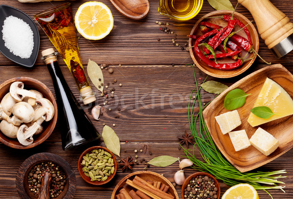 Various spices on wooden background Stock photo © karandaev