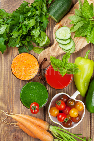 Fresh vegetable smoothie. Tomato, cucumber, carrot Stock photo © karandaev
