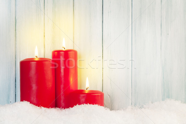 Рождества свечей снега стены копия пространства Сток-фото © karandaev