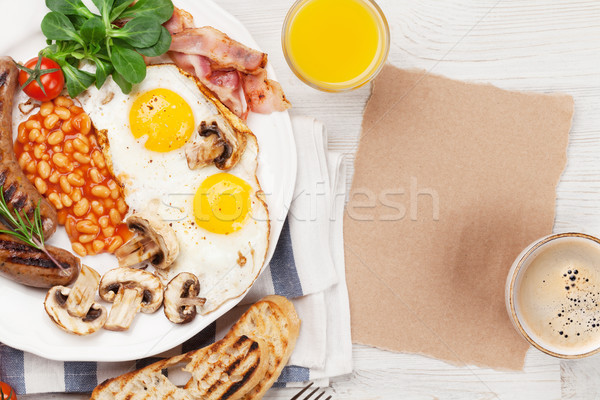 Stock foto: Englisch · Frühstück · Eier · Würstchen · Speck