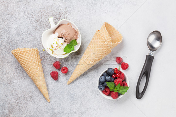 Ice cream with berries Stock photo © karandaev
