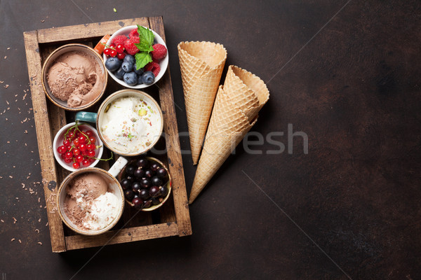 Ice cream with berries Stock photo © karandaev