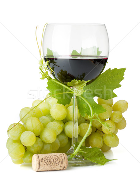 Red wine glass and grapes Stock photo © karandaev