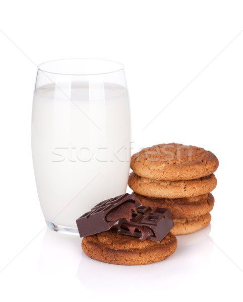 Vetro latte cookies cioccolato isolato bianco Foto d'archivio © karandaev