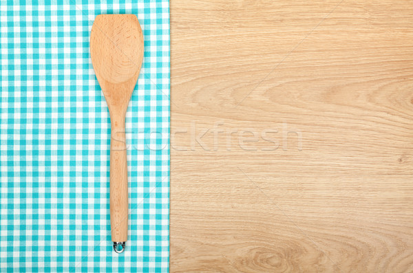 Utensílio de cozinha mesa de madeira cópia espaço casa cozinha azul Foto stock © karandaev