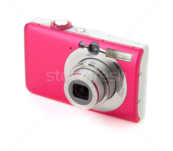 Compact digitale camera geïsoleerd witte vrouw meisje Stockfoto © karandaev