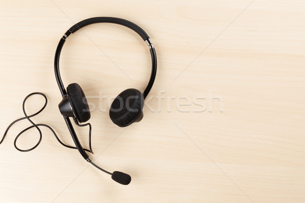 Office desk with headset. Call center support table Stock photo © karandaev