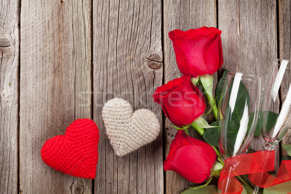 Red roses and Valentine's day hearts Stock photo © karandaev